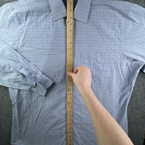 Brooks Brothers Long Sleeve Button Up Shirt Cotton Men 18 35 Regent Blue Red - Picture 7 of 13